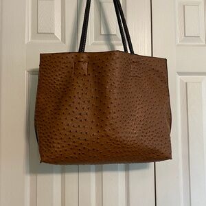 🍀Large Ostrich Brown Studded Tote Bag